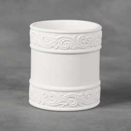 Ceramic Bisque Flourish Container